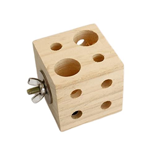 kowaku Vogel-Kauspielzeug, leicht, kreative Futterbox, Spielzeug, hohle Löcher, tragbar, einfach zu installieren, Holzblock für Kakadus, Sittiche, Nymphensittiche, 5,9 x 5,9 x 5,9 cm von kowaku