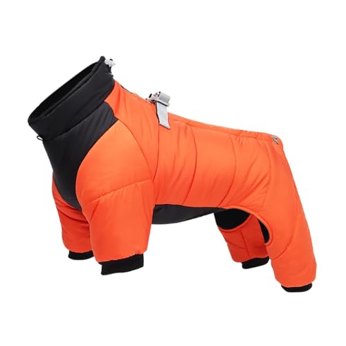 kowaku Warme Hunde-Fleecejacke, Wintermantel für vierbeinige Hunde, wasserdichter Body für Welpen, Orange L von kowaku