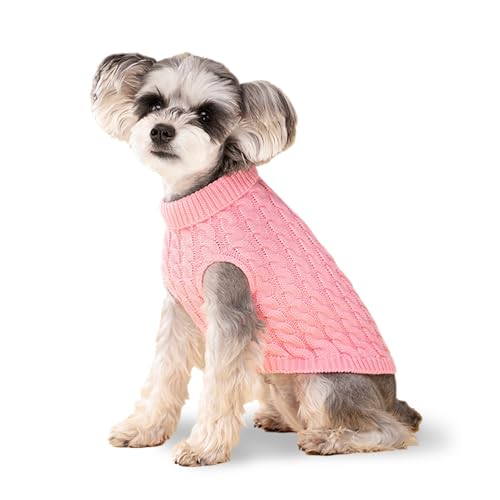 Rosa S Hundepullover, Rollkragen-Strickwaren für kleine und mittelgroße Hunde, warme Kleidung für Bulldoggen, Pudel, Yorkshirts, Cocker Spaniels von krastmon