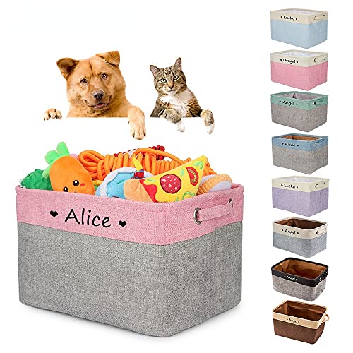 Personalisierte Faltbare Hundespielzeug Korb Freien Druck Name Storage Box Welpe Katze Benutzerdefinierte Spielzeug Organisieren Lagerung Haustier Zubehör (M 34x25x16cm) von krui