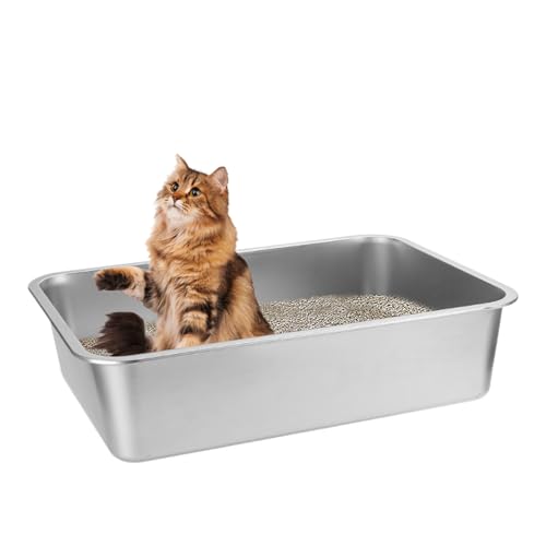 Edelstahl Katzenklo Katzentoilette, XL Metall Katzenklo für Große Katzen, 50 x 35 x 10 cm Edelstahl Katzenklo Katzentoilette, XL Metall Katzenklo für Große Katzen, 50 x 35 x 10 cm von kubvici