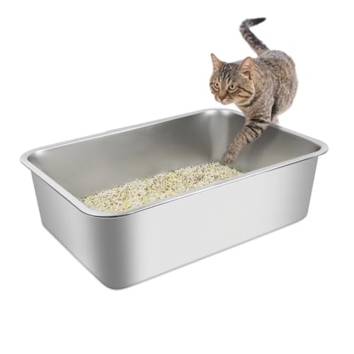Edelstahl Katzenklo Katzentoilette, XXL Metall Katzenklo für Große Katzen, 60 x 40 x 15 cm Edelstahl Katzenklo Katzentoilette, XXL Metall Katzenklo für Große Katzen, 60 x 40 x 15 cm von kubvici
