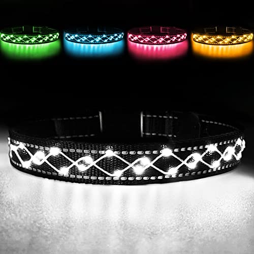 Leuchthalsband Hund - hundehalsband Leuchtend - LED Blinklicht und Reflektorstreifen - USB leuchthalsband Hund aufladbar wasserdichtes - einstellbares leuchthalsband - Weiß… von kulloomii