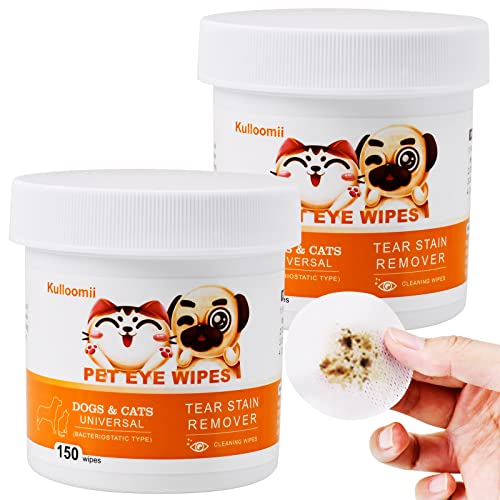 kulloomii Augenpflege FingerPads für Hunde 300 Stück Augenpflege Hund und Tränenfleckenentferner Hund – Augenreiniger für Hunde & Katzen mit beruhigendem, sanfte geruchlose harmlose Hunde augentücher von kulloomii