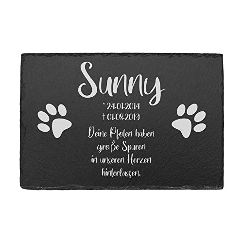 Tiergrabstein Grabplatte aus Schiefer Gedenkstein mit individueller Gravur Gedenktafel für Hunde und Katze und andere Haustiere Grabstein Grabschmuck personalisiert mit Ihrer Wunschgravur Pfoten Tiergrabstein Grabplatte aus Schiefer Gedenkstein mit individueller Gravur Gedenktafel für Hunde und Katze und andere Haustiere Grabstein Grabschmuck personalisiert mit Ihrer Wunschgravur Pfoten von kultdog