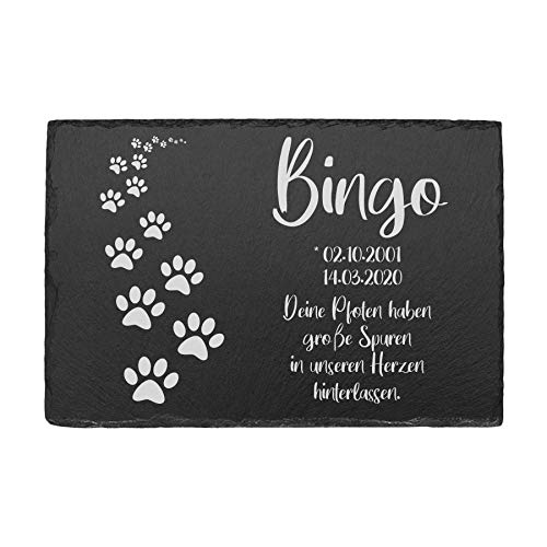 Tiergrabstein Grabplatte aus Schiefer Gedenkstein mit individueller Gravur Gedenktafel für Hunde und Katze und andere Haustiere Grabstein Grabschmuck personalisiert mit Ihrer Wunschgravur Pfotenspur Tiergrabstein Grabplatte aus Schiefer Gedenkstein mit individueller Gravur Gedenktafel für Hunde und Katze und andere Haustiere Grabstein Grabschmuck personalisiert mit Ihrer Wunschgravur Pfotenspur von kultdog