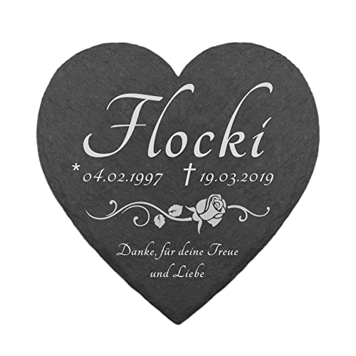 kultdog Schiefer Herz Grabstein mit Gravur - Gedenkstein für Mensch, Hund, Katze, Haustiere - Tiergrabstein mit Wunschtext - Grabschmuck für Urnen - Gedenktafel personalisiert - Rose kultdog Schiefer Herz Grabstein mit Gravur - Gedenkstein für Mensch, Hund, Katze, Haustiere - Tiergrabstein mit Wunschtext - Grabschmuck für Urnen - Gedenktafel personalisiert - Rose von kultdog
