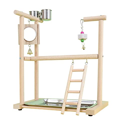 Vogel-Sitzstange für Papageien, Spielstand mit Edelstahl-Tablett, Futterbecher, Leiter, Spiegel, Beißspielzeug, Kauspielzeug für Vögel, Vogelspielplatz, natürlicher Sitzstangenständer mit Schalen, Vogel-Sitzstange für Papageien, Spielstand mit Edelstahl-Tablett, Futterbecher, Leiter, Spiegel, Beißspielzeug, Kauspielzeug für Vögel, Vogelspielplatz, natürlicher Sitzstangenständer mit Schalen, von kwoifioy