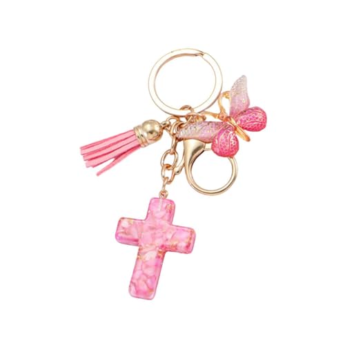 kwoifioy Harze Kreuze Und Schmetterlingsschlüsselkettenschmuck Mit Quasten Für Rucksackbeutel Charme Und Schlüsselhalterdekoration Frauen Religiöses Geschenk Für Frauen von kwoifioy