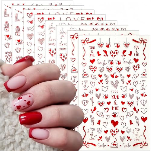 kwoifioy Herznägel Kunstaufkleber Lieben Herzen Nägel Abziehbilder 3D Klebstoff Rotes Liebe Herzdesigns Nägel Aufkleber Für Frauen Mädchen kwoifioy Herznägel Kunstaufkleber Lieben Herzen Nägel Abziehbilder 3D Klebstoff Rotes Liebe Herzdesigns Nägel Aufkleber Für Frauen Mädchen von kwoifioy
