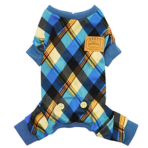 KYEESE Hunde-Pyjama, kariert, leicht, weich, für mittelgroße Hunde, Hundehaare, Haarausfall, Einteiler, Hundekleidung von kyeese