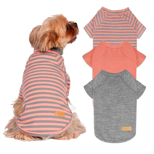 KYEESE Hunde-Shirt, Pullover, Hunde-Sweatshirt, bequemer Hunde-Fleecepullover, leicht, weicher Hundemantel, dehnbare Hundekleidung, Orange + Grau + Streifen, Größe XL, 3er-Pack KYEESE Hunde-Shirt, Pullover, Hunde-Sweatshirt, bequemer Hunde-Fleecepullover, leicht, weicher Hundemantel, dehnbare Hundekleidung, Orange + Grau + Streifen, Größe XL, 3er-Pack von kyeese