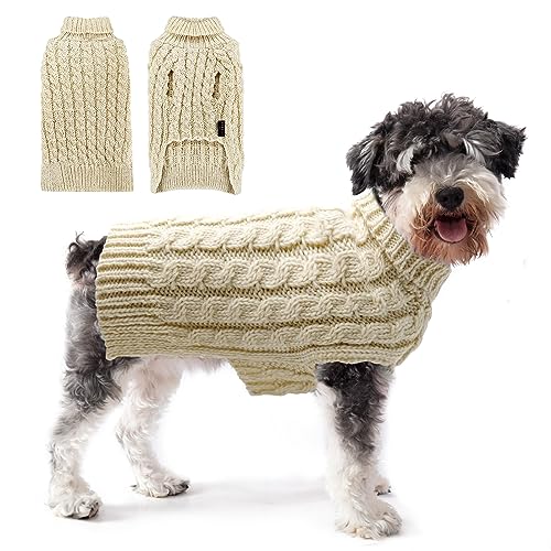kyeese Hundepullover für mittelgroße Hunde mit goldenem Faden, Rollkragen, Haustierbekleidung für kaltes Wetter von kyeese