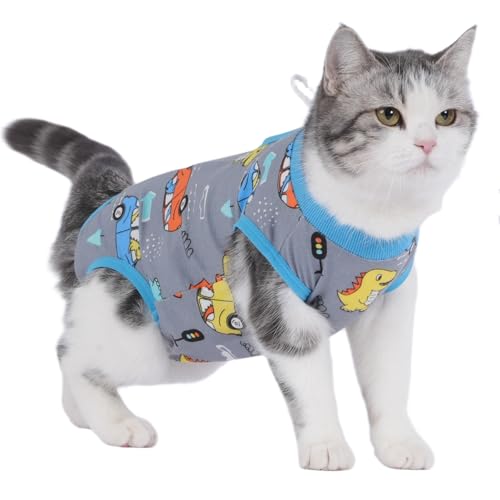 kzrfojy Katzen-Operationsanzug, professionell für chirurgische Bauchwunden oder Hautkrankheiten, Alternative zum E-Halsband für Katzen und Hunde nach Operationen, Grau, Größe L kzrfojy Katzen-Operationsanzug, professionell für chirurgische Bauchwunden oder Hautkrankheiten, Alternative zum E-Halsband für Katzen und Hunde nach Operationen, Grau, Größe L von kzrfojy
