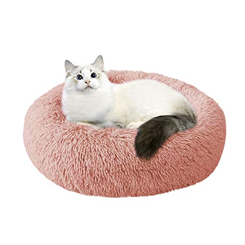 laamei Haustierbett für Katzen und Hunde Donut Bett runde Bett Flauschiges kuscheliges Schlafbett Hundebett Katzenbett für kleine mittlere große Haustiere von laamei