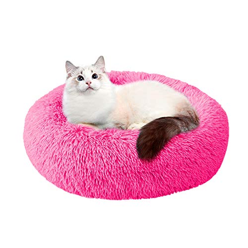 laamei Haustierbett für Katzen und Hunde Donut Bett runde Bett Flauschiges kuscheliges Schlafbett Hundebett Katzenbett für kleine mittlere große Haustiere von laamei