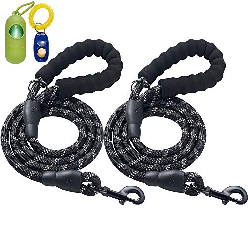 Ladoogo Robuste Hundeleine mit komfortablem, gepolstertem Griff, reflektierend, für mittelgroße und große Hunde, 2 Stück Ladoogo Robuste Hundeleine mit komfortablem, gepolstertem Griff, reflektierend, für mittelgroße und große Hunde, 2 Stück von ladoogo
