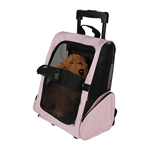 lahomie Haustier-Fördermaschine,Tragbare Reisetasche für Haustiere Rollrucksack Katzenhund Transport Gepäckbox (rosa) von lahomie