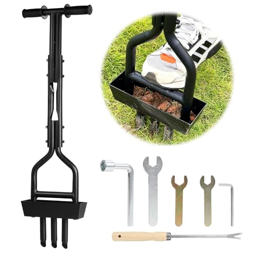 lalago 97cm Rasenlüfter Vertikutierer Manuell, Lawn Aerator mit Ablageschale und Gartengeräten, Rasen Aerifizierer, Handrasenspecht Garten für Rasen oder Hof Verdichtete Böden Rasenpflege lalago 97cm Rasenlüfter Vertikutierer Manuell, Lawn Aerator mit Ablageschale und Gartengeräten, Rasen Aerifizierer, Handrasenspecht Garten für Rasen oder Hof Verdichtete Böden Rasenpflege von lalago