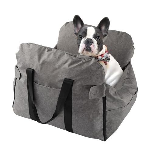 Hunde-Autositz für kleine Hunde, wasserabweisend, mit Aufbewahrungstaschen, Haustier-Tragetasche für Welpen bis zu 18 kg, maschinenwaschbar, modische Haustier-Tragetasche, Grau von lamelarossa