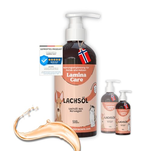 Lamina Care - Lachsöl Hunde und Katzen, Angereichert mit Omega 3, 6, EPA und DHA, Fortschrittliche Formel auf Lachsöl Katze für Gesunde Haut und Starke Gelenke, Natürliches Fischöl für Hunde von lamina care