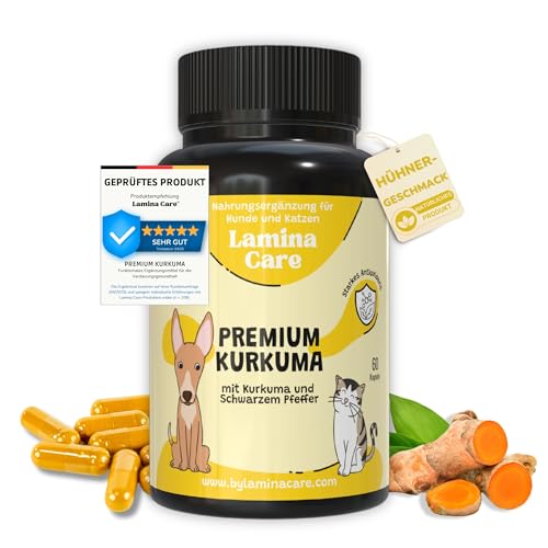 Lamina Care - Schmerzmittel für Hunde und Katze mit Kurkuma und Piperin, Natürliches Gelenktabletten Hund mit Antioxidativer Wirkung, Mittel Gegen Sodbrennen Hund und Katze, Gelenkpulver für Hunde von lamina care