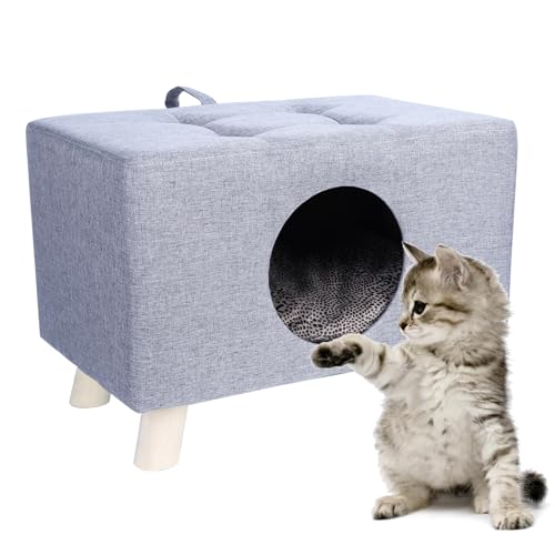 Katzenhaus für Hauskatzen, Katzennest, Würfelnest für alle Jahreszeiten, Holz, Haustierhaus, Katzenhöhle mit Matte, Haustierhaus, Fußstütze, Hocker mit Kissen, Würfelhaus für Katzen und kleine Hunde, Katzenhaus für Hauskatzen, Katzennest, Würfelnest für alle Jahreszeiten, Holz, Haustierhaus, Katzenhöhle mit Matte, Haustierhaus, Fußstütze, Hocker mit Kissen, Würfelhaus für Katzen und kleine Hunde, von lamphle