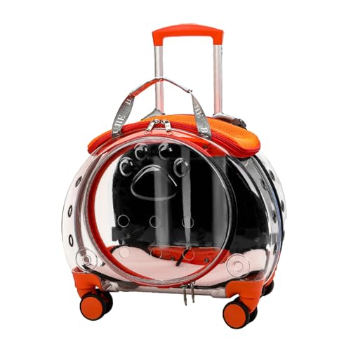 Katzentragetasche mit leisen Rädern, Rolltasche für Haustiere mit transparenten Belüftungslöchern, tragbarer Hunderucksack, Reisetragersitz für Katzen/Hunde, Haustier-Trolley-Tasche für Reisen, Orange Katzentragetasche mit leisen Rädern, Rolltasche für Haustiere mit transparenten Belüftungslöchern, tragbarer Hunderucksack, Reisetragersitz für Katzen/Hunde, Haustier-Trolley-Tasche für Reisen, Orange von lamphle