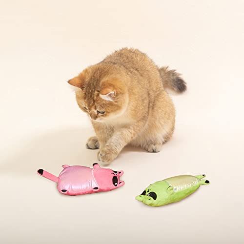 Stofftier Katzen Kauspielzeug Katze Plüsch Quietschspielzeug für Unterhaltung Zahnreinigung Haustier Kätzchen Quietschspielzeug Katze Zubehör Hellgrün von lamphle