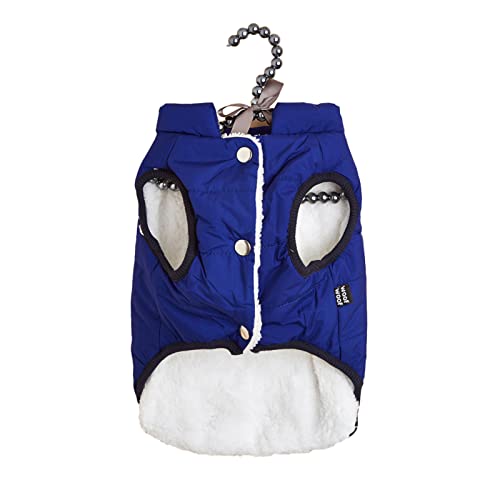 lamphle Hunde-Daunenjacke für Welpen, wasserdicht, mit Druckknöpfen, Gr. XL, Blau von lamphle