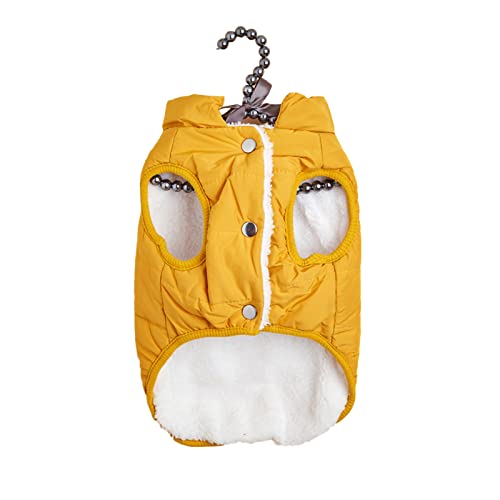 lamphle Hunde-Daunenjacke für Welpen, wasserdicht, mit Schnappdesign, für kleine und mittelgroße Hunde, Gelb, Größe S von lamphle
