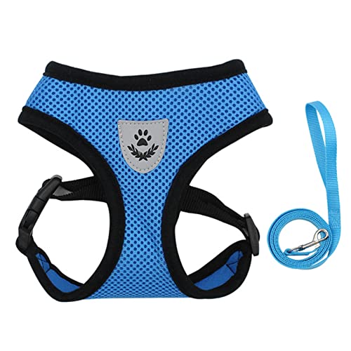 lamphle Hundegeschirr mit Haustier-Hundeleine, verstellbar, stabile Leine für große Hunde, reflektierender Streifen, Haustier-Zubehör für kleine und mittelgroße Hunde, M-Blau lamphle Hundegeschirr mit Haustier-Hundeleine, verstellbar, stabile Leine für große Hunde, reflektierender Streifen, Haustier-Zubehör für kleine und mittelgroße Hunde, M-Blau von lamphle