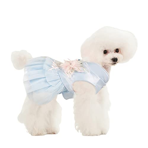 lamphle Hundekleid, bezaubernd, weiche Textur, Blumendruck, Haustierrock für den Sommer, Blau XL von lamphle