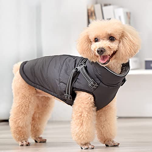 lamphle Hundemantel Winterkleidung mit hohem Kragen für Hunde Reflektierender Reißverschluss Baumwolle Warme Haustier Hundejacke Haustier Winddicht Verdickte Kleidung für Alltag Schwarz-XL von lamphle