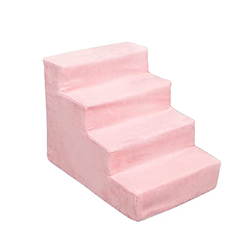 lamphle Hundetreppe, Haustiertreppe und Treppe mit abnehmbarer Hundekletterrampe Schaumstoff für Hunde und Katzen, Rosa, vierschichtig von lamphle