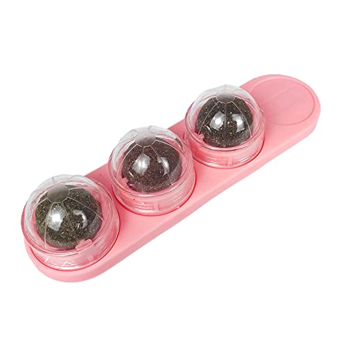 lamphle Katzenspielzeug Transparent Staubschutz Erhöhen Sie Appetit Wiederverwendbare Katze Minze Ball Lecken Reinigungsspielzeug für Zuhause Rosa von lamphle