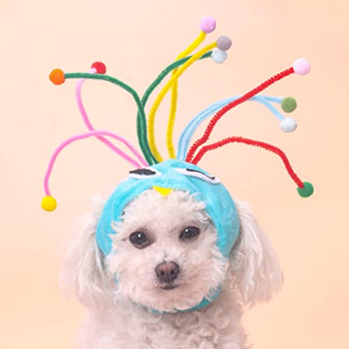 lamphle Lustige Winter Hund Beanies Caps Niedliche Pfau Kopfbedeckung Zubehör für Hunde Verstellbare Kleine Hunde Party Kostüm Zubehör Kopfbedeckung Grün von lamphle