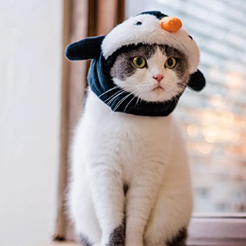 lamphle Lustige Winter Katze Beanies Caps Weich Kleine Haustier Kopfbedeckung Pinguin Hut für Katze Welpen Hund Party Kostüm Zubehör Kopfbedeckung Tägliche Kollokation XS-Pinguin von lamphle