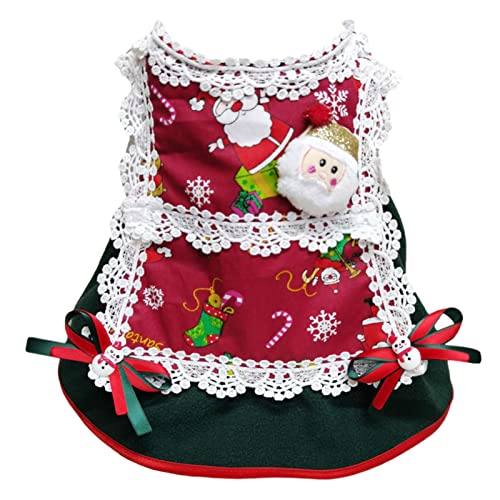 lamphle Weihnachten Hund Kleidung, Weihnachten Familie Weste für Hunde, Xmas Kleidung Warme Mäntel Klassisches Muster Blumen Kleid 2XL von lamphle