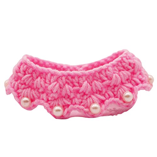 lamta1k Datenschutzhalsband, handgestrickt Faux Pearl Stitching Cat Hundehalsband Halsring Schal Schal Haustierzubehör - Pink L 2 von lamta1k