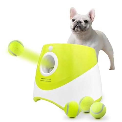 lanbos Automatischer Hundeballwerfer, interaktiver Welpen-Haustierball, Innen- und Außenwerfer, Apportiermaschine für kleine und mittelgroße Hunde, 6 Bälle im Lieferumfang enthalten von lanbos