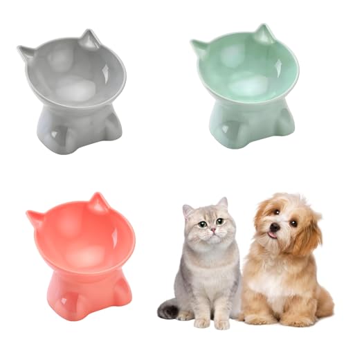 landscape lights2K 3-Stück Katzennapf Erhöht Katzennapf Fressnapf Mit 15° Neigung Design Anti-Erbrechen Katzen Futternapf Nackenschutz Napf Für Katzen Und Haustiere von landscape lights2K