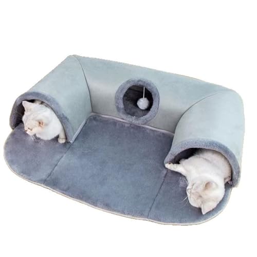 langjiao U-förmiger Katzentunnel, Katzenbett mit Spielrohr, waschbares und abnehmbares Versteckspielzeug, interaktives Spiel- und Schlaf-Kombi für Indoor-Katzen (große Größe) von langjiao