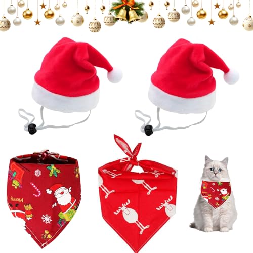 Weihnachten Hund Halstuch, 2er-Pack Weihnachts-HaustierschalsBandana, 2-teilige Weihnachtsmützen, Weihnachtskleidungsset, Katzen- und Hundeschals für kleine und mittelgroße Hunde, Weihnachten Hund Halstuch, 2er-Pack Weihnachts-HaustierschalsBandana, 2-teilige Weihnachtsmützen, Weihnachtskleidungsset, Katzen- und Hundeschals für kleine und mittelgroße Hunde, von langyoujia
