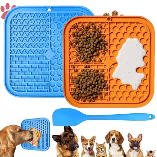 3 Stück Leckmatte Für Hund Und Katze, Silikon Leckmatte Für Hunde, Hund Leck Matte Mit Saugnäpfen, Hunde Leckmatte Für Hund Baden, 20x20cm, Füttern Sie Ihr Haustier beim Sport und Baden (Blau, Orange) 3 Stück Leckmatte Für Hund Und Katze, Silikon Leckmatte Für Hunde, Hund Leck Matte Mit Saugnäpfen, Hunde Leckmatte Für Hund Baden, 20x20cm, Füttern Sie Ihr Haustier beim Sport und Baden (Blau, Orange) von lankai