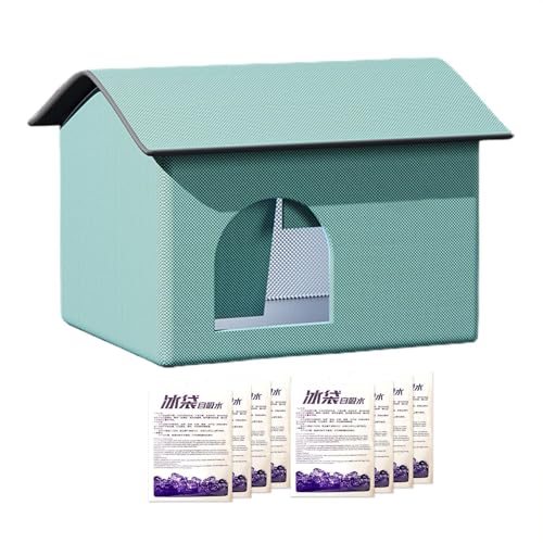 lanliflying Faltbares Katzenkühlhaus - Kühlunterstand Faltbare Katze Hundehöhle - Indoor Outdoor Klimaanlage Welpenhöhle mit 8 Eisbeuteln für Balkon, Wohnzimmer von lanliflying