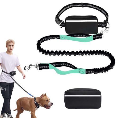 Hochfester Bauchgurt Hundeleine, 2025 Neue Hundeleine Große Hunde, 173cm Joggingleine, Freihändig, Einzel- Oder Doppelseil mit Kleiner Tasche, Geeignet zum Gassigehen, Joggen (Hellgrün, 1) von laocaf
