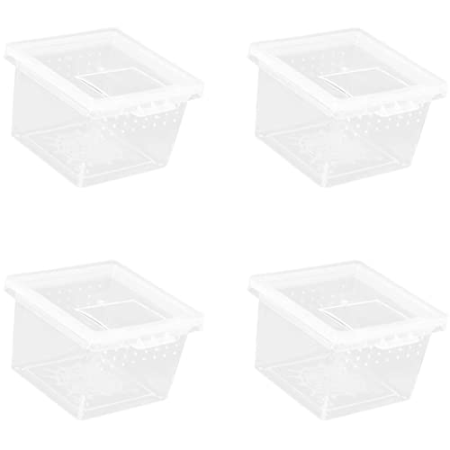 4 Stück Reptilienbox Reptilienzuchtbox Reptilien-Futterbox Mini Haustierhaus Tierlebensraum Käfig Kleiner Käfig Schlüpfen Behälter, Transparent von lasenersm
