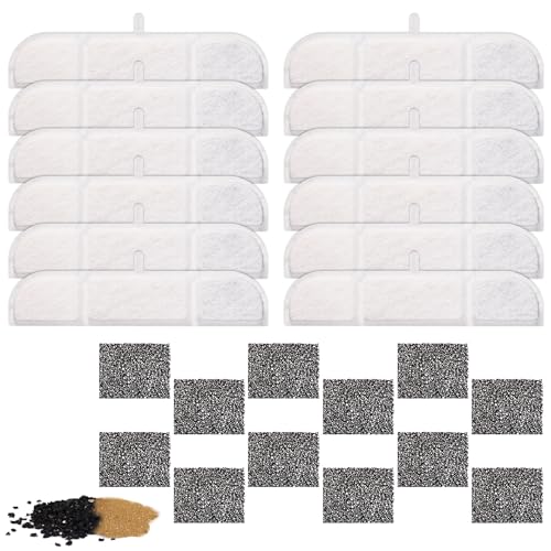 lasuroa 12stk Katzenbrunnenfilter, Katzenbrunnenfilter für DownyPaws Akku-Katzenbrunnen 2,5 L mit 12 Katzenbrunnenfilterschwämmen Haustierbrunnenfilter Ersatz von lasuroa