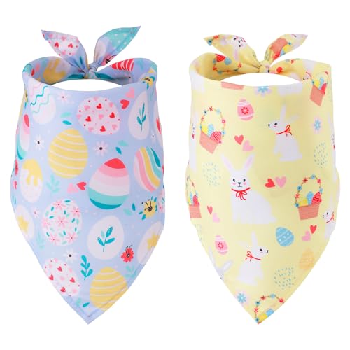 2 Stück Oster Hundehalstuch, Oster Hundeschal Bunte Eier Niedliche Kaninchenmuster Hase Haustier Bandana Bequemer Weicher Stoff Haustier Kostüm Zubehör für kleine und Mittelgroße Hunde Party 2 Stück Oster Hundehalstuch, Oster Hundeschal Bunte Eier Niedliche Kaninchenmuster Hase Haustier Bandana Bequemer Weicher Stoff Haustier Kostüm Zubehör für kleine und Mittelgroße Hunde Party von lasuroa
